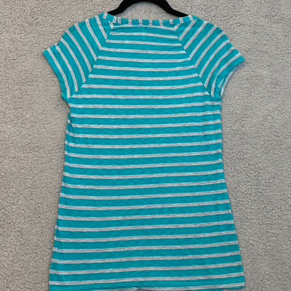 Splendid Soft Semi-Sheer Short Sleeve T-Shirt Striped Aqua/Gray Small - Picture 2 of 8